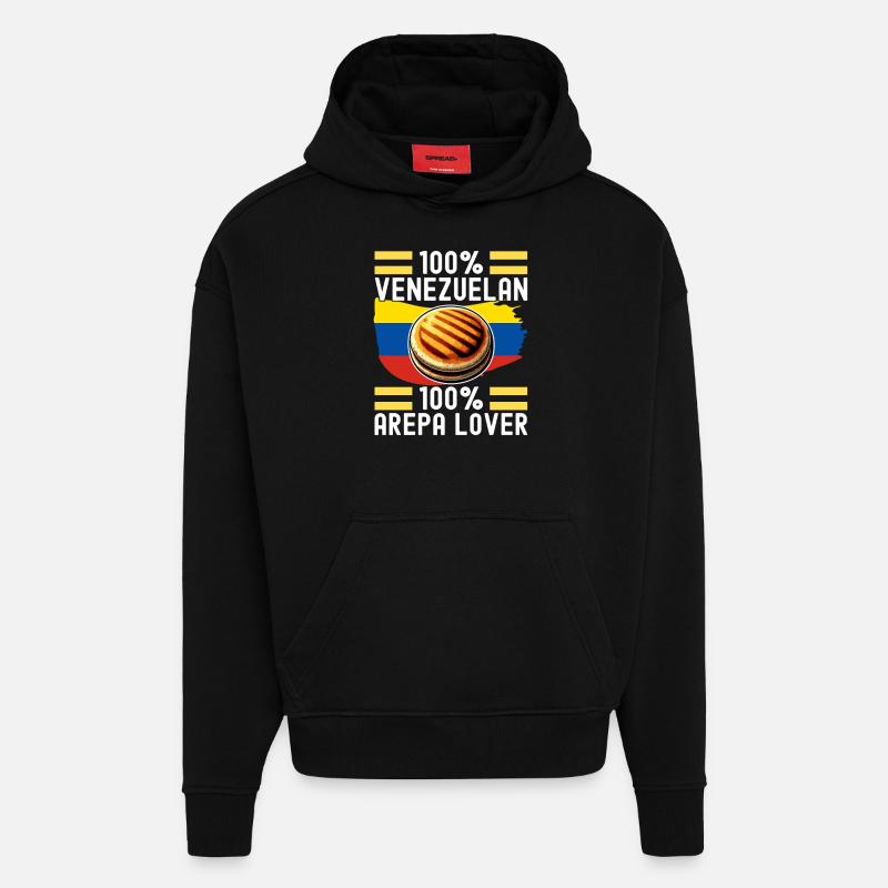 Arepas vénézuélienne - Sweat à capuche bio épais oversize fabriqué en UE - SOLID BLACK