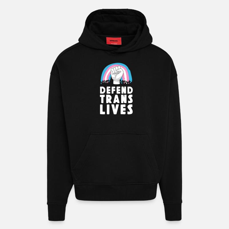 Fierté LGBT transgenre - Sweat à capuche bio épais oversize fabriqué en UE - SOLID BLACK