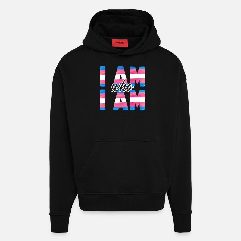 Fierté LGBT transgenre - Sweat à capuche bio épais oversize fabriqué en UE - SOLID BLACK