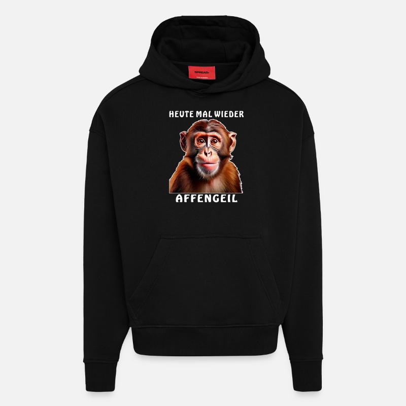 MONKEY AGAIN TODAY - Sweat à capuche bio épais oversize fabriqué en UE - SOLID BLACK