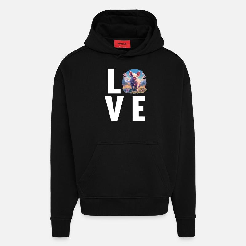Cochon Cochon - Sweat à capuche bio épais oversize fabriqué en UE - SOLID BLACK