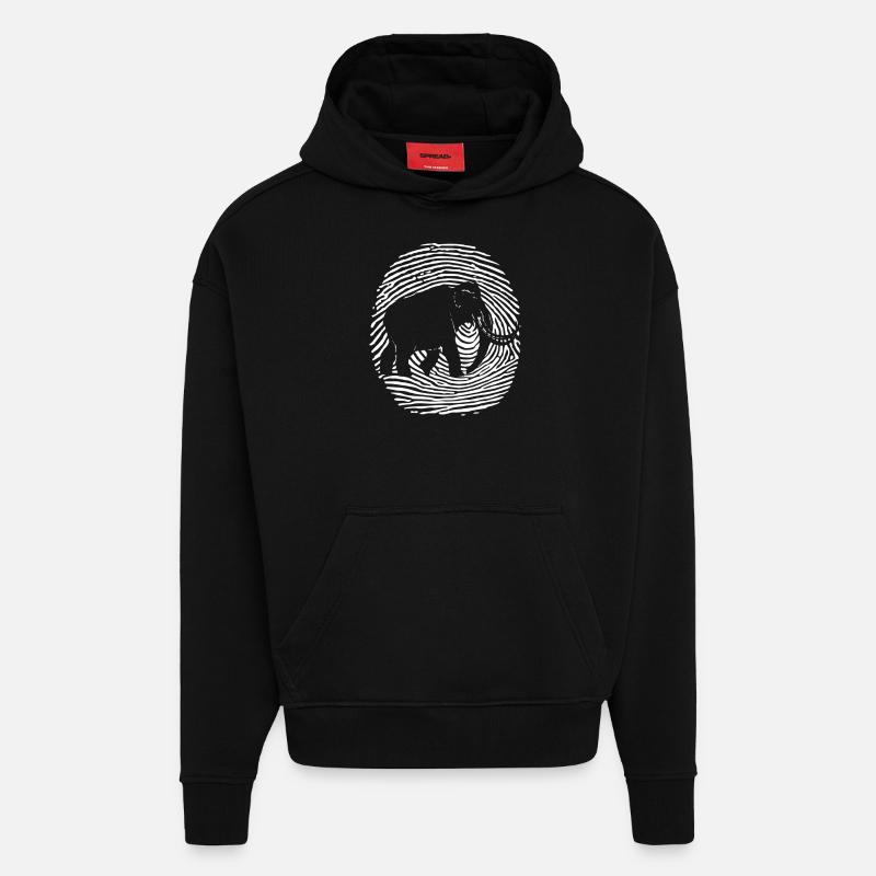Mammouth dans l’empreinte digitale - Sweat à capuche bio épais oversize fabriqué en UE - SOLID BLACK