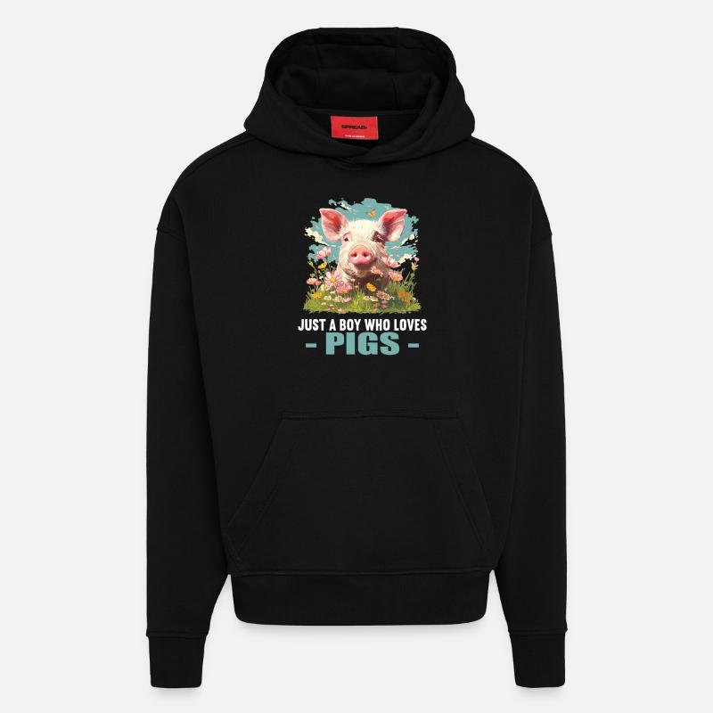 Cochon Cochon - Sweat à capuche bio épais oversize fabriqué en UE - SOLID BLACK
