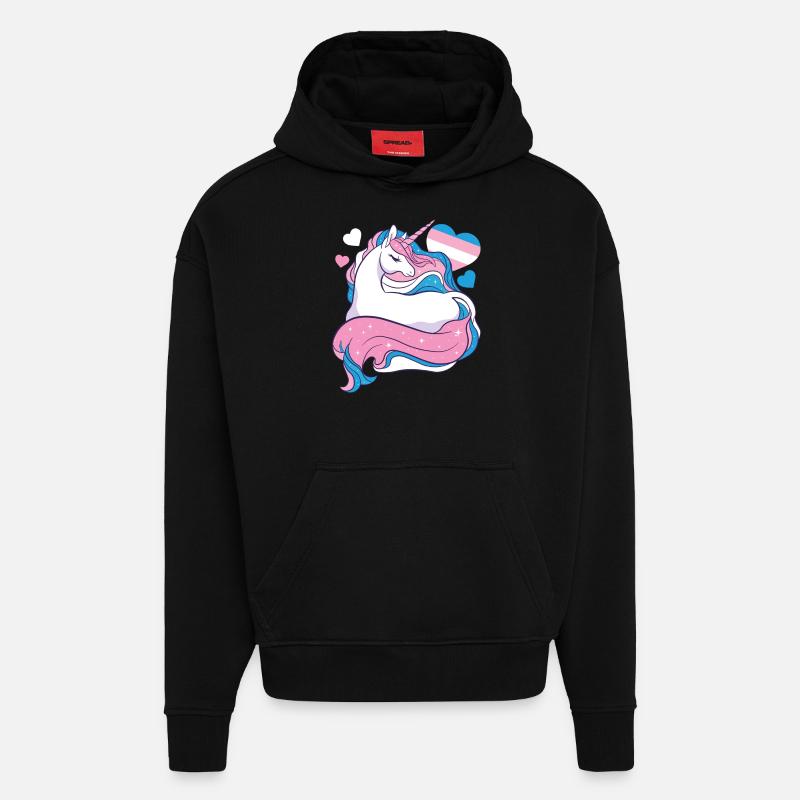 Fierté LGBT transgenre - Sweat à capuche bio épais oversize fabriqué en UE - SOLID BLACK