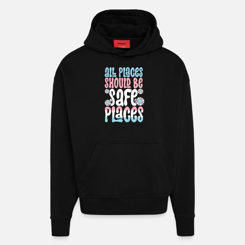 Fierté LGBT transgenre - Sweat à capuche bio épais oversize fabriqué en UE - SOLID BLACK