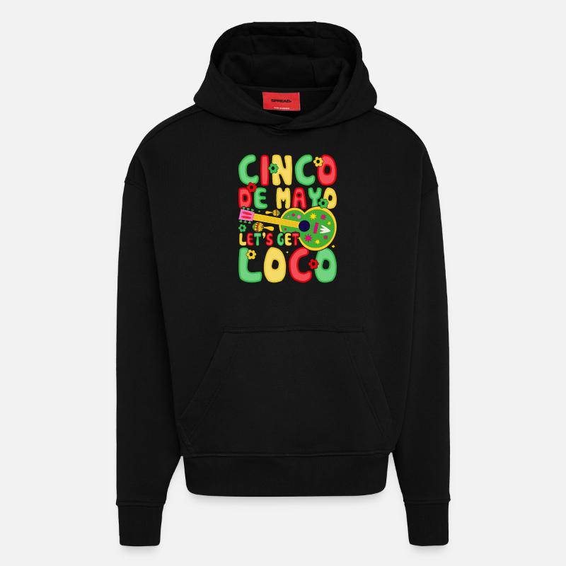Cinco De Mayo - Sweat à capuche bio épais oversize fabriqué en UE - SOLID BLACK
