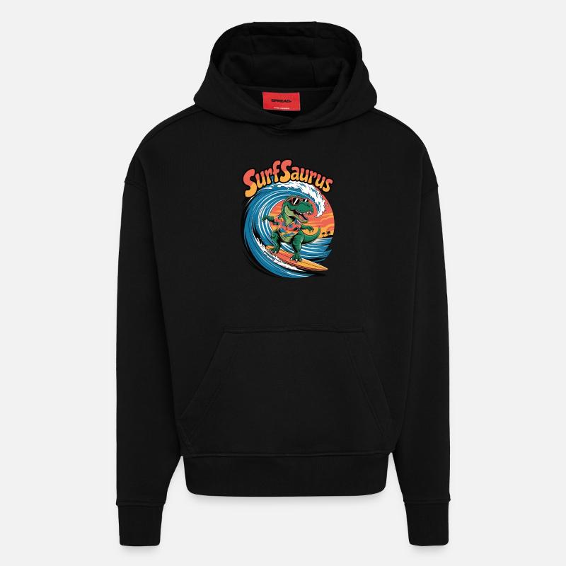 Surfsaurus - Hoodie- made by SPREAD  - SOLID BLACK