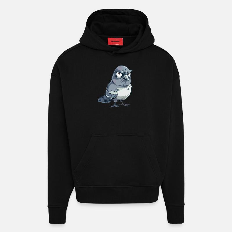 Grummelige Taube Comic-Stil - Hoodie- made by SPREAD - SOLID BLACK