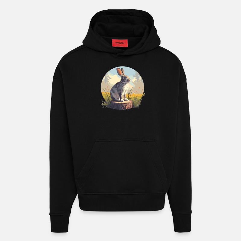 Bunny Bunny - Hoodie- made by SPREAD  - SOLID BLACK