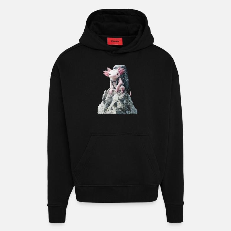 Axolotl - Hoodie- made by SPREAD  - SOLID BLACK