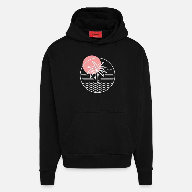 Palm Tree Circle - Hoodie- made by SPREAD  - SOLID BLACK