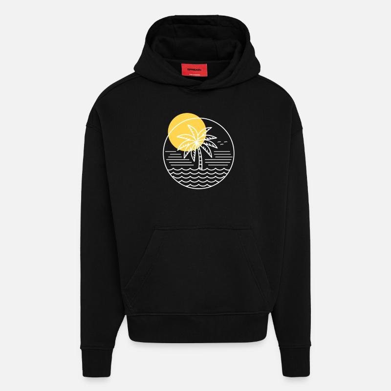 Palm Tree Circle - Hoodie- made by SPREAD - SOLID BLACK