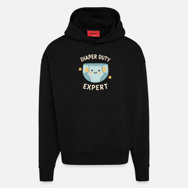 Changement de couche pro - Sweat à capuche bio épais oversize fabriqué en UE - SOLID BLACK