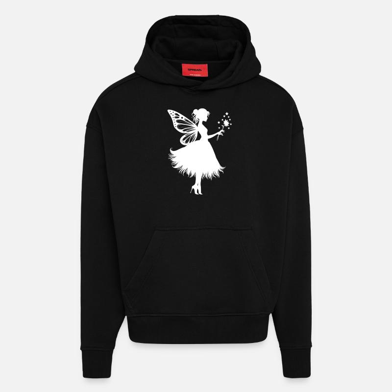 Fée magique avec fleur - Sweat à capuche bio épais oversize fabriqué en UE - SOLID BLACK