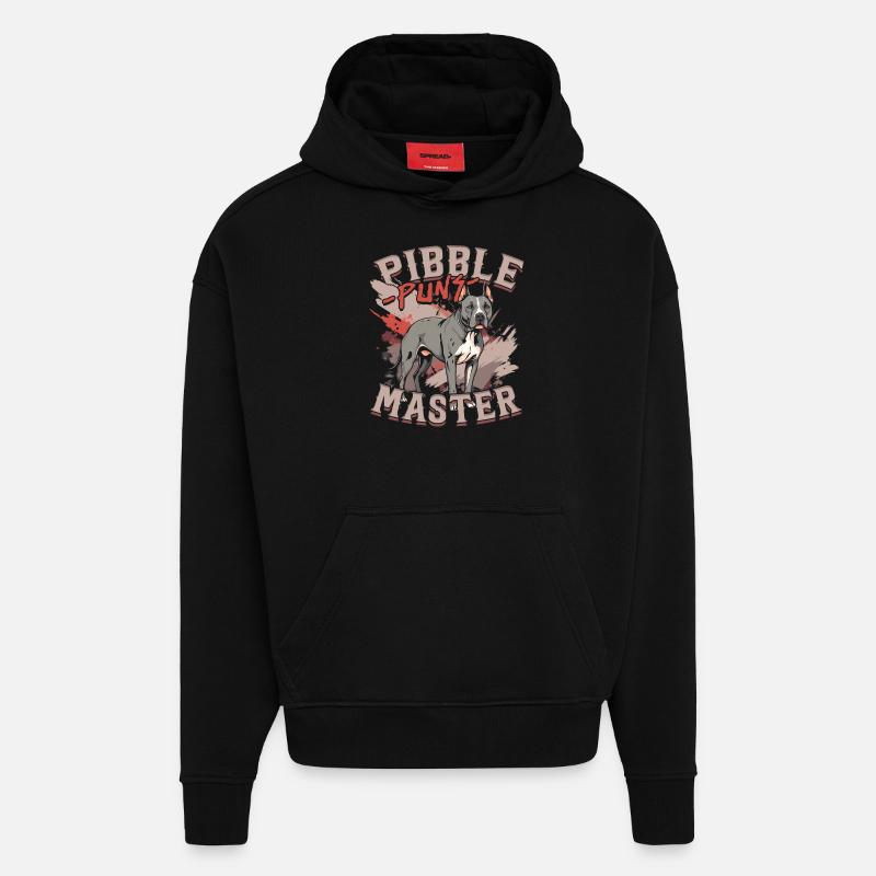 Pitbull Pitbulls Pibble Puns Master - Sweat à capuche bio épais oversize fabriqué en UE - SOLID BLACK