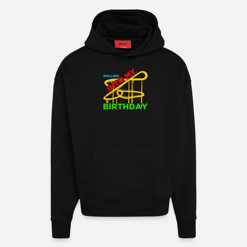 Rolling into Freizeitpark Rollercoaster Achterbahn - Hoodie- made by SPREAD  - SOLID BLACK