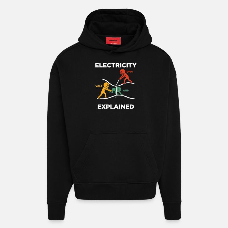 Electricity explained Elektriker - Hoodie- made by SPREAD  - SOLID BLACK