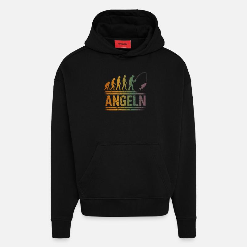 Evolution zum Angler - Hoodie- made by SPREAD  - SOLID BLACK