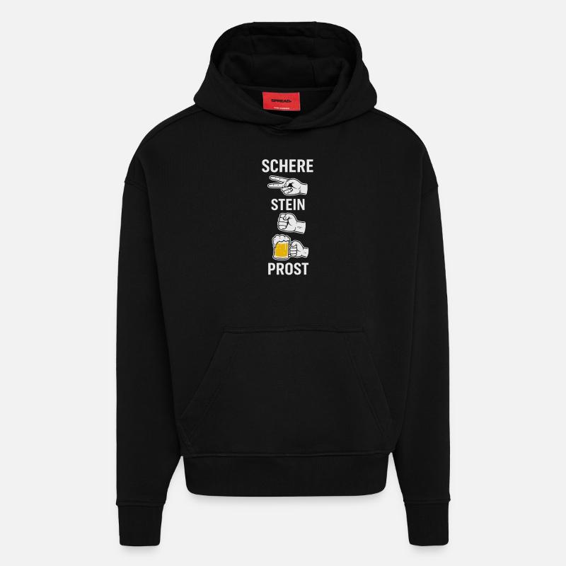 Ciseaux, pierre, santé - Sweat à capuche bio épais oversize fabriqué en UE - SOLID BLACK