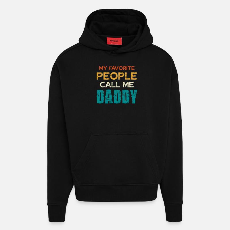 Mes proches m’appellent papa - Sweat à capuche bio épais oversize fabriqué en UE - SOLID BLACK