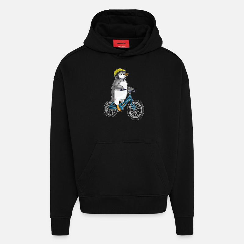 Vélo pingouin - Sweat à capuche bio épais oversize fabriqué en UE - SOLID BLACK