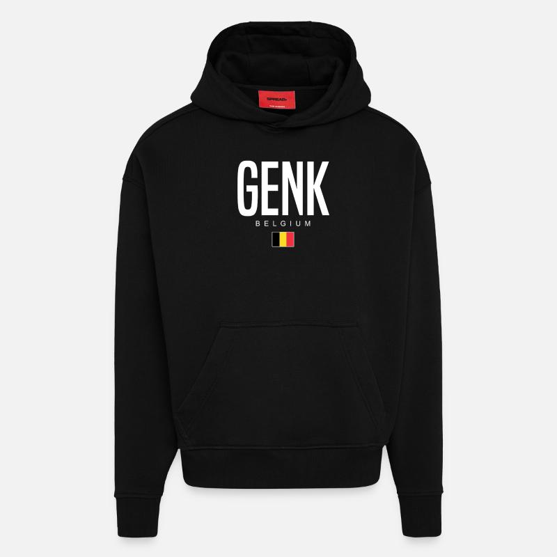 Genk, Belgique - Sweat à capuche bio épais oversize fabriqué en UE - SOLID BLACK