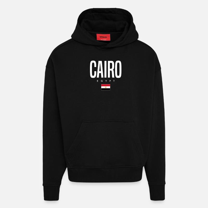 Le Caire, Égypte - Sweat à capuche bio épais oversize fabriqué en UE - SOLID BLACK