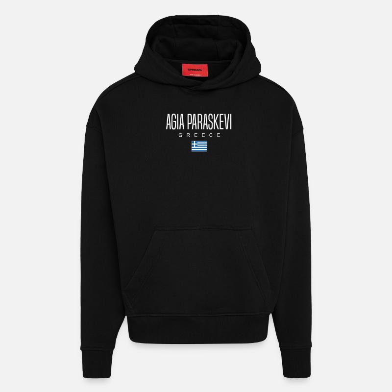 Agia Paraskevi, Grèce - Sweat à capuche bio épais oversize fabriqué en UE - SOLID BLACK