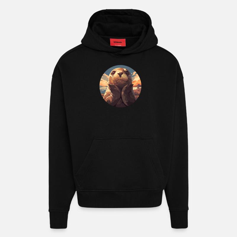 Joints, Phoque - Sweat à capuche bio épais oversize fabriqué en UE - SOLID BLACK