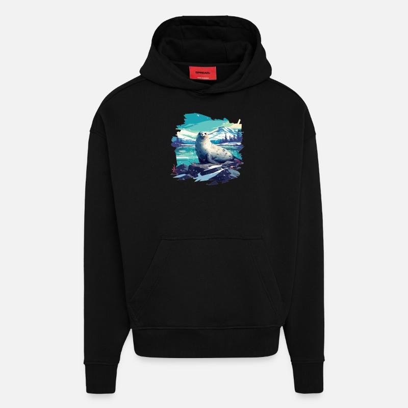 Joints, Phoque - Sweat à capuche bio épais oversize fabriqué en UE - SOLID BLACK