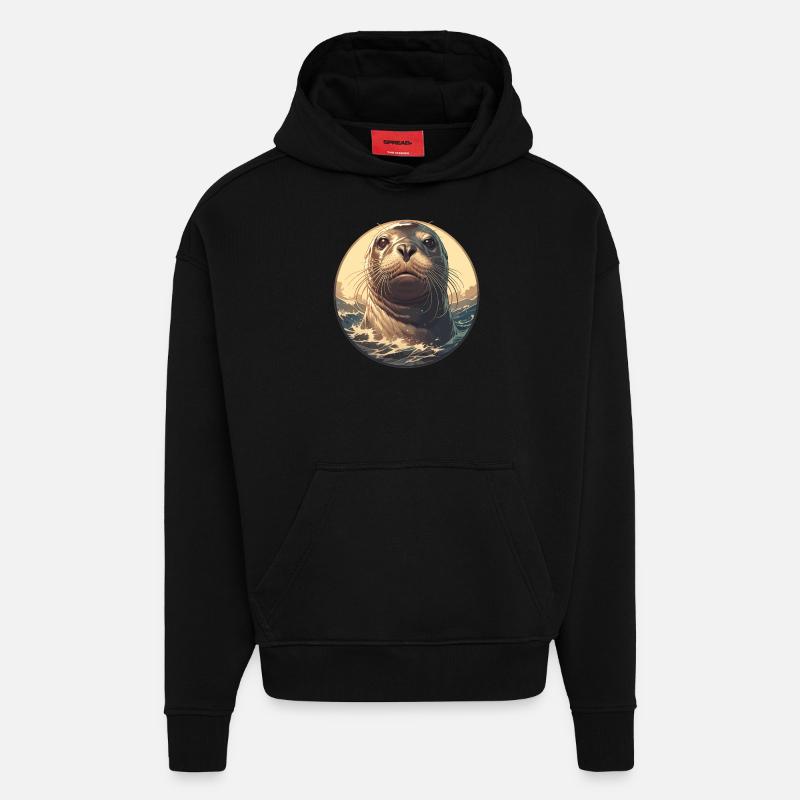 Joints, Phoque - Sweat à capuche bio épais oversize fabriqué en UE - SOLID BLACK