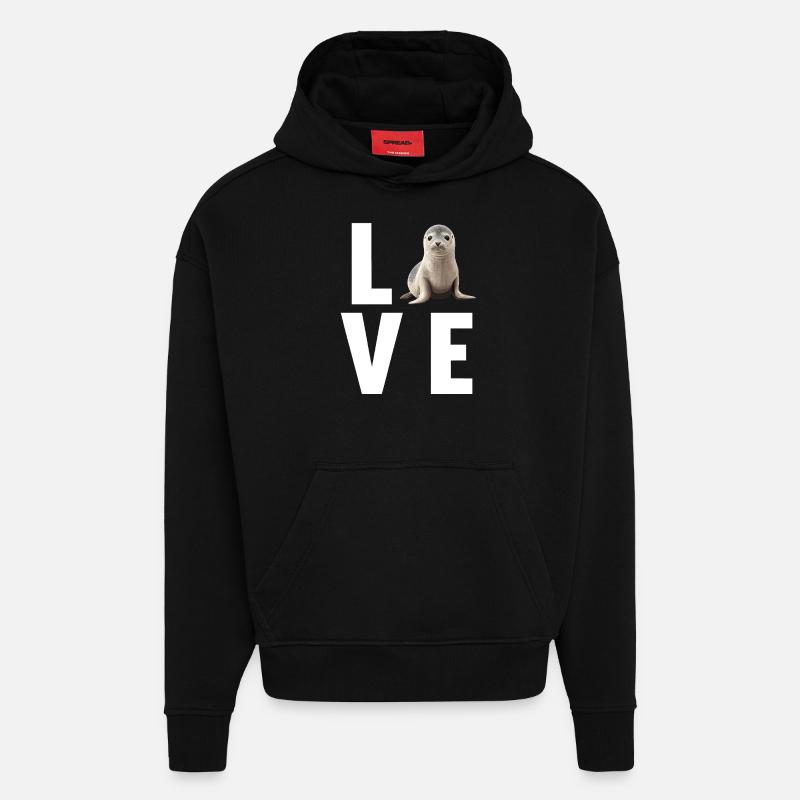 Joints, Phoque - Sweat à capuche bio épais oversize fabriqué en UE - SOLID BLACK