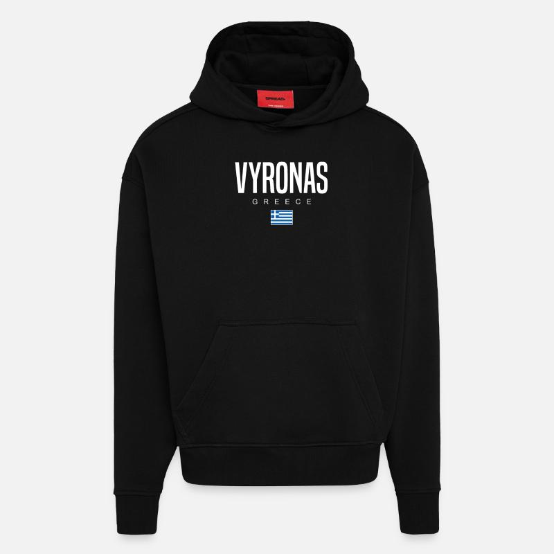 Vyronas Grèce - Sweat à capuche bio épais oversize fabriqué en UE - SOLID BLACK
