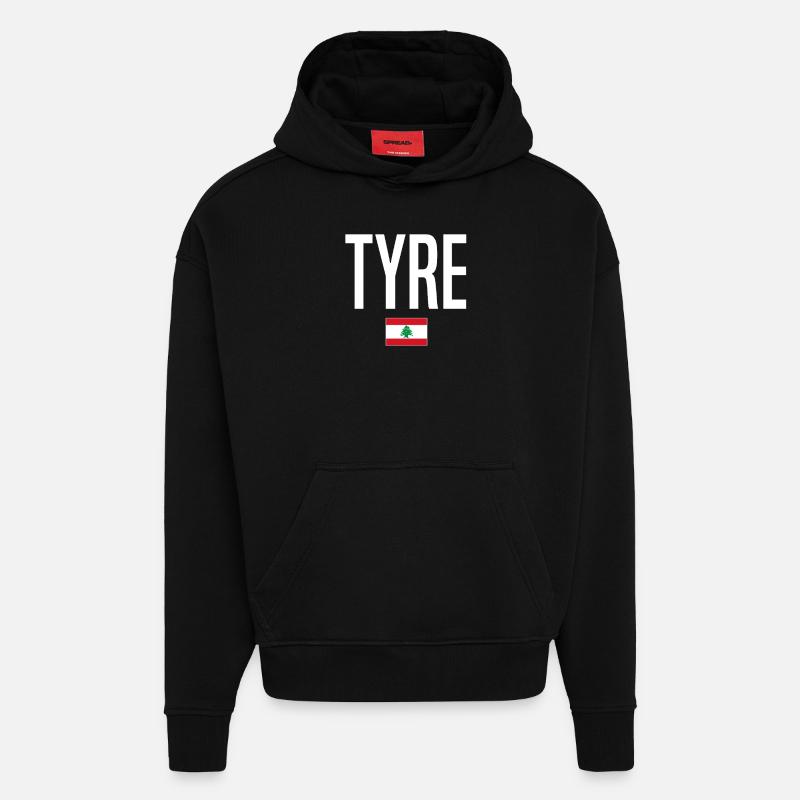 Tyr Liban - Sweat à capuche bio épais oversize fabriqué en UE - SOLID BLACK
