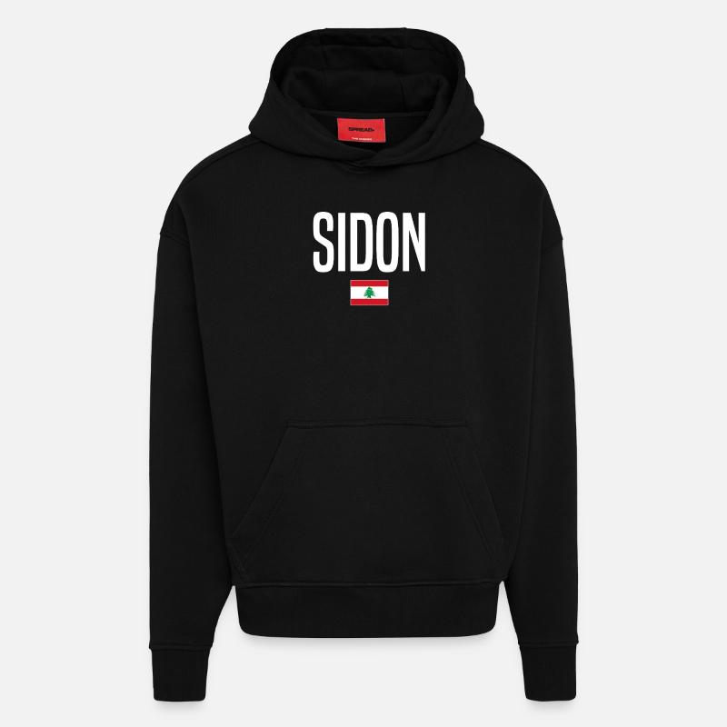 Sidon, Liban - Sweat à capuche bio épais oversize fabriqué en UE - SOLID BLACK