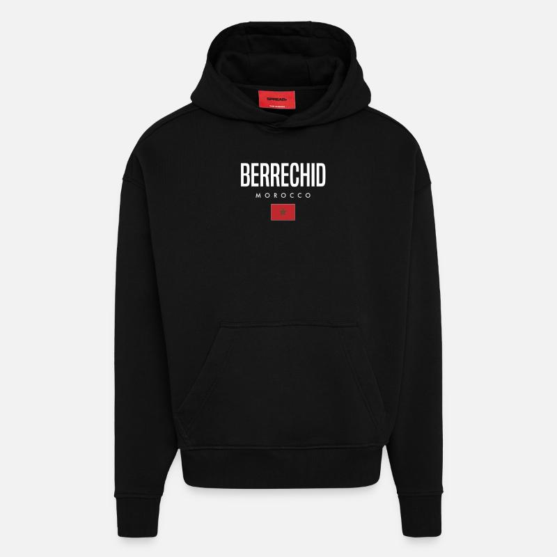Berrechid Maroc - Sweat à capuche bio épais oversize fabriqué en UE - SOLID BLACK