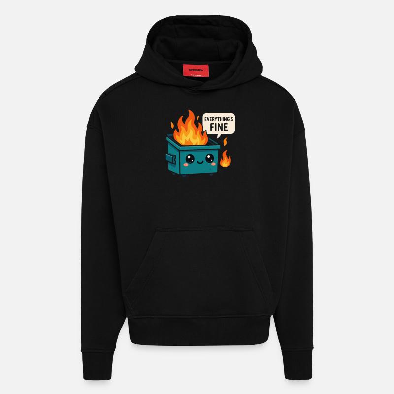 Dumpster Fire Meme - Hoodie- made by SPREAD  - SOLID BLACK