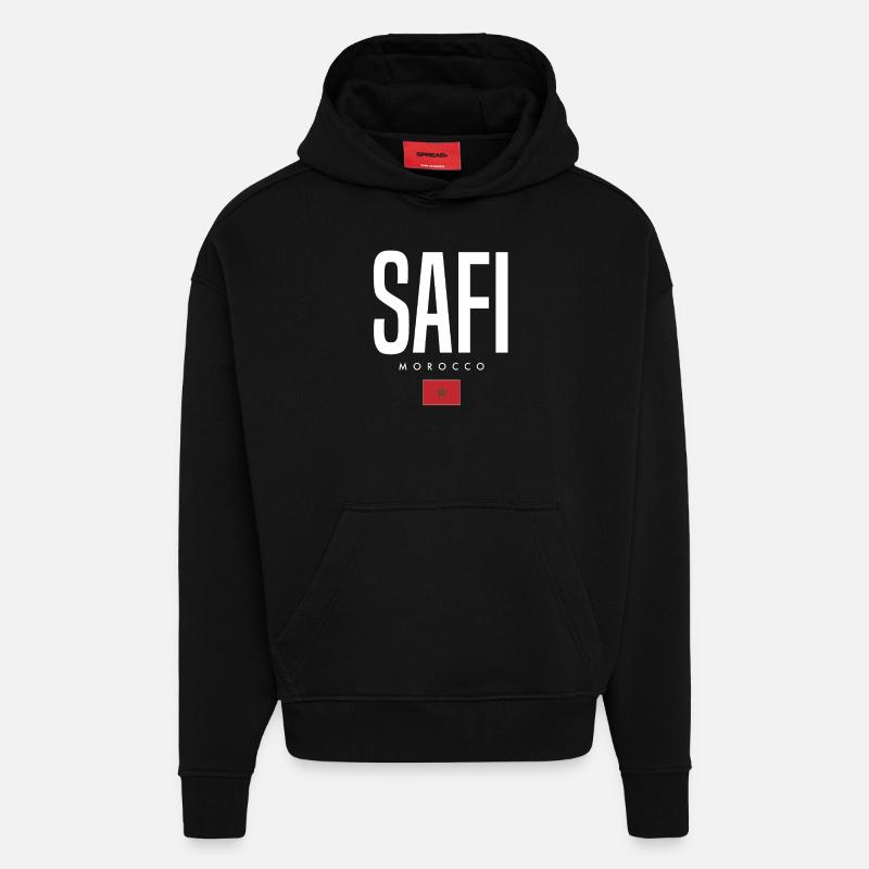 Safi, Maroc - Sweat à capuche bio épais oversize fabriqué en UE - SOLID BLACK
