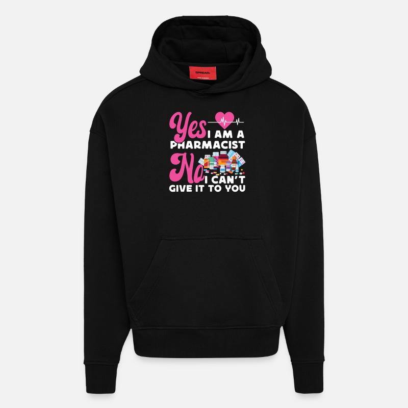 Technicien en pharmacie - Sweat à capuche bio épais oversize fabriqué en UE - SOLID BLACK