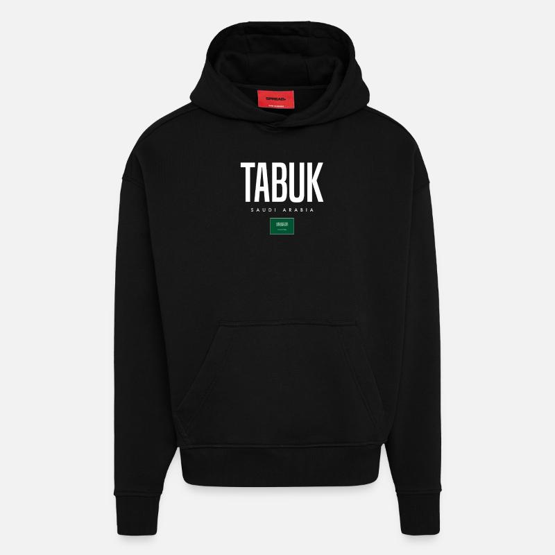 Tabuk, Arabie saoudite - Sweat à capuche bio épais oversize fabriqué en UE - SOLID BLACK