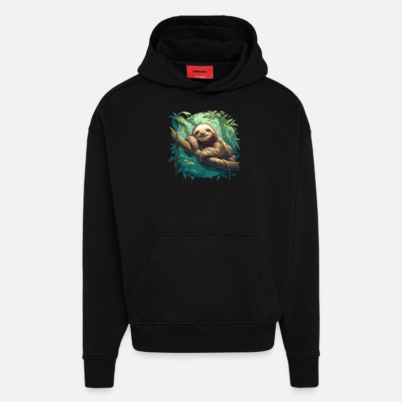 Sloths Sloth - Hoodie- made by SPREAD  - SOLID BLACK