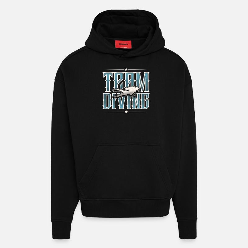 Équipe de plongée - Sweat à capuche bio épais oversize fabriqué en UE - SOLID BLACK