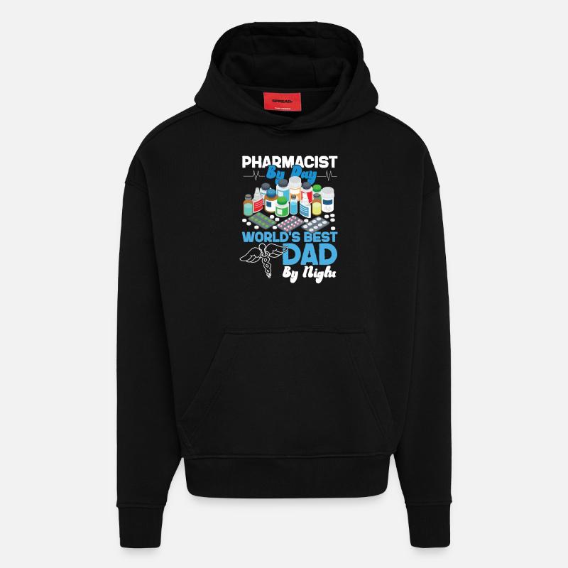 Technicien en pharmacie - Sweat à capuche bio épais oversize fabriqué en UE - SOLID BLACK