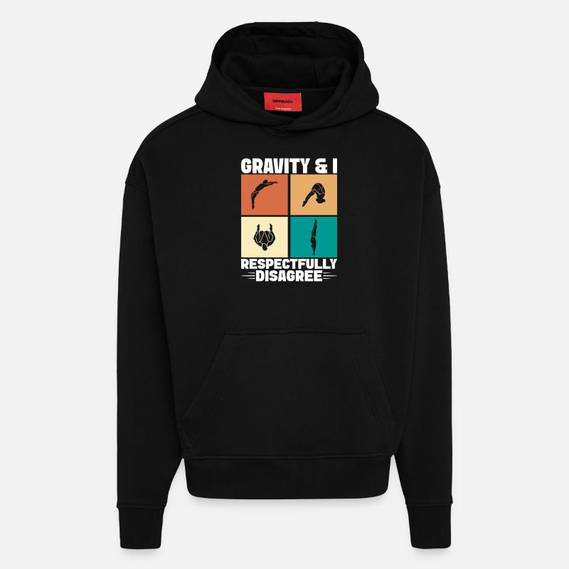 Diving diving board - Hoodie- made by SPREAD  - SOLID BLACK