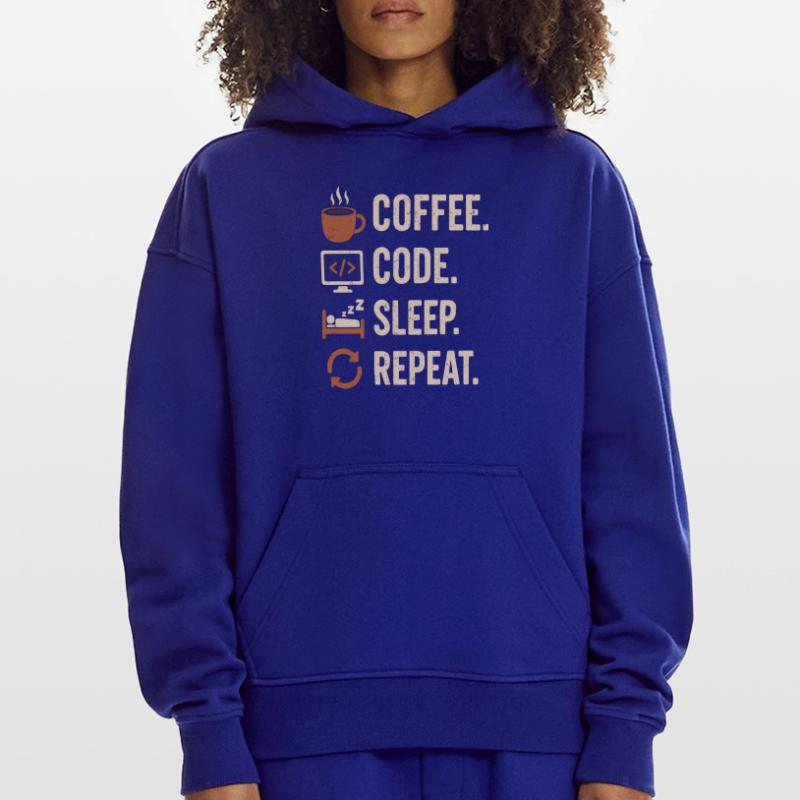 Geek-Coder-Routine – Kaffee, Code, Schlaf, mehr Hoodie- made by SPREAD 