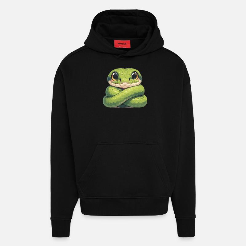 Serpents Serpent - Sweat à capuche bio épais oversize fabriqué en UE - SOLID BLACK