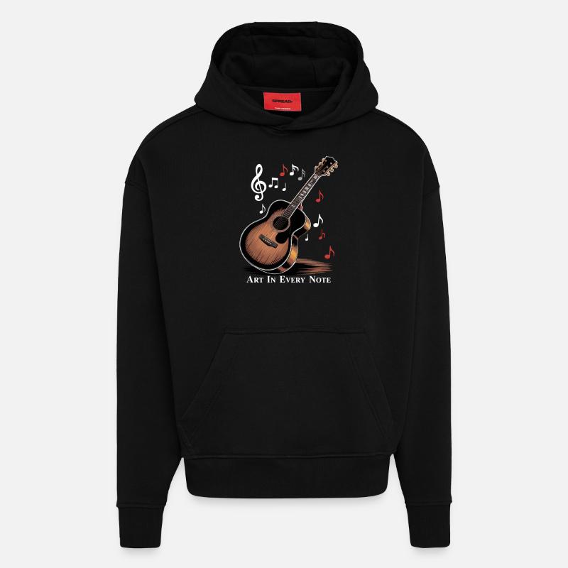 L’ART DANS CHAQUE NOTE - Sweat à capuche bio épais oversize fabriqué en UE - SOLID BLACK