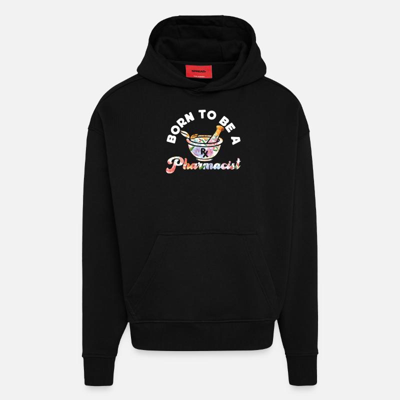 Technicien en pharmacie - Sweat à capuche bio épais oversize fabriqué en UE - SOLID BLACK