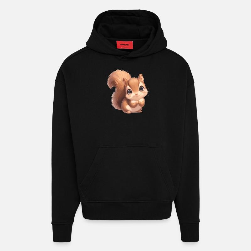 Squirrel - Hoodie- made by SPREAD  - SOLID BLACK