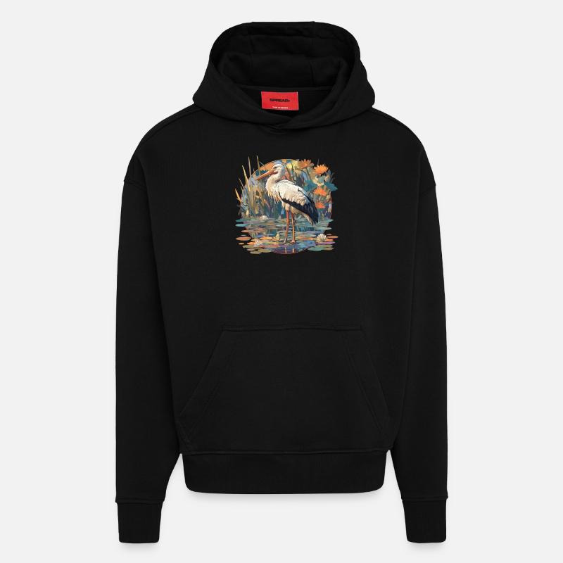 Störche Storch - Hoodie- made by SPREAD - SOLID BLACK